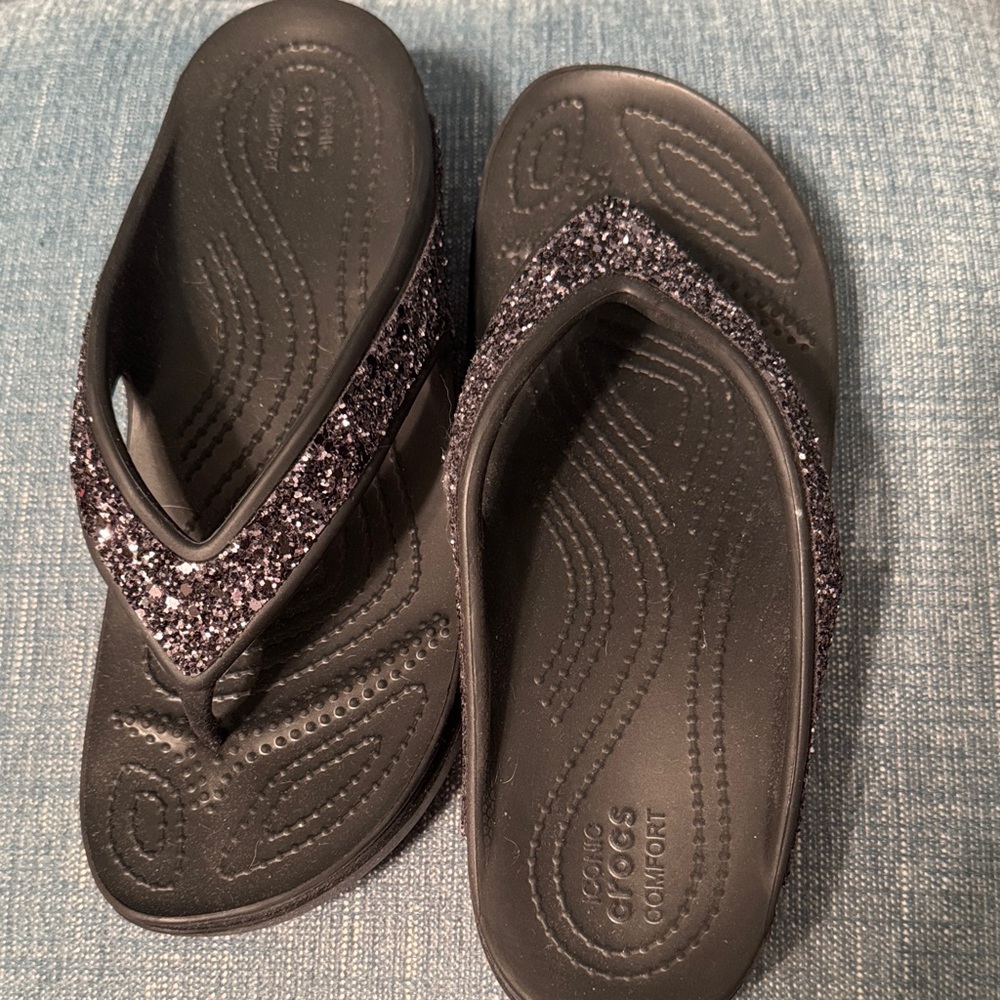 CROCS Black Sparkle Sandals